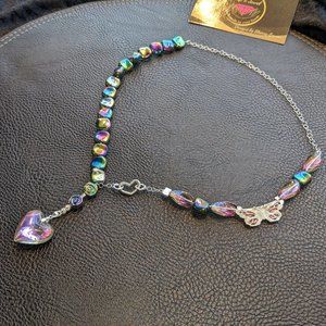 .925 Silver Heart and .999 Butterfly Necklace